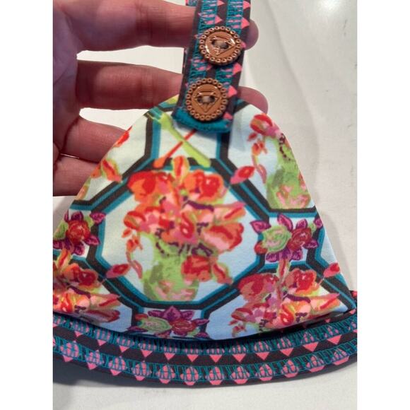 Maaji Size Small Triangle Bikini Top Colorful Floral Print Swim Artsy Tie Back - Picture 7 of 9